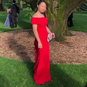 Betsy & Adam Red Strapless Evening/Prom Dress